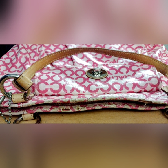 Pink Coach Signature Op Art Leah Tote Bag 13142 - Picture 9 of 11